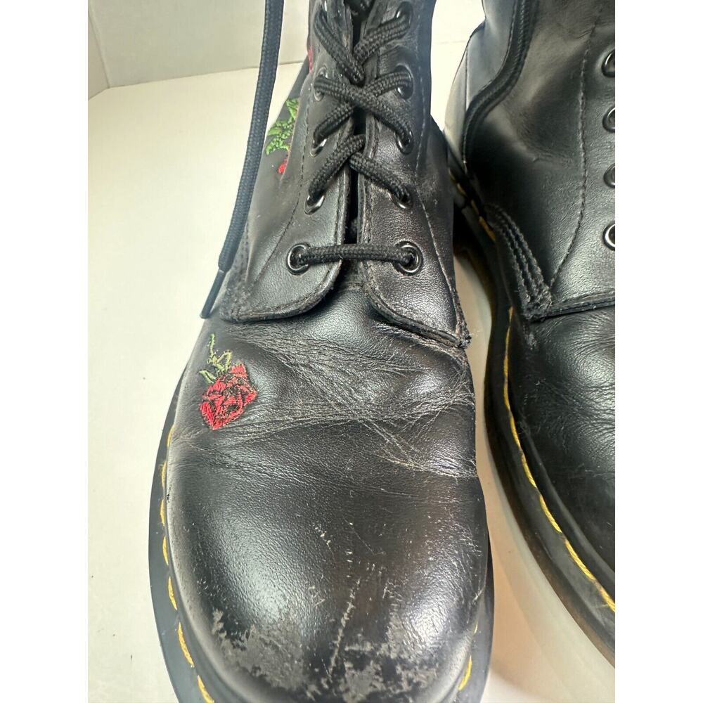 *Flawed Doc Dr. Marten 1914 Vonda Leather Lace up Embroidered Rose Boots US 10 - Picture 5 of 15